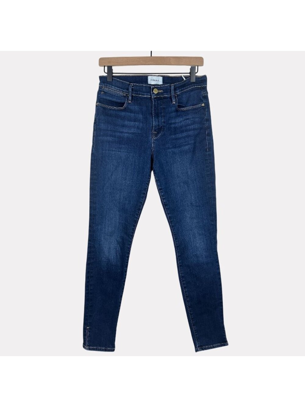 Frame Le High Skinny Jeans Womens 29 Blue Split Ankle Five Pocket